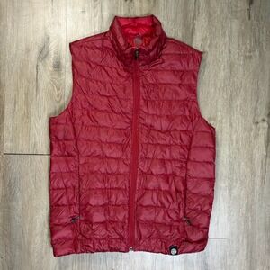 REI Down Vest Men's Medium Red Puffer Nylon Spring Fall Full Zip Jacket